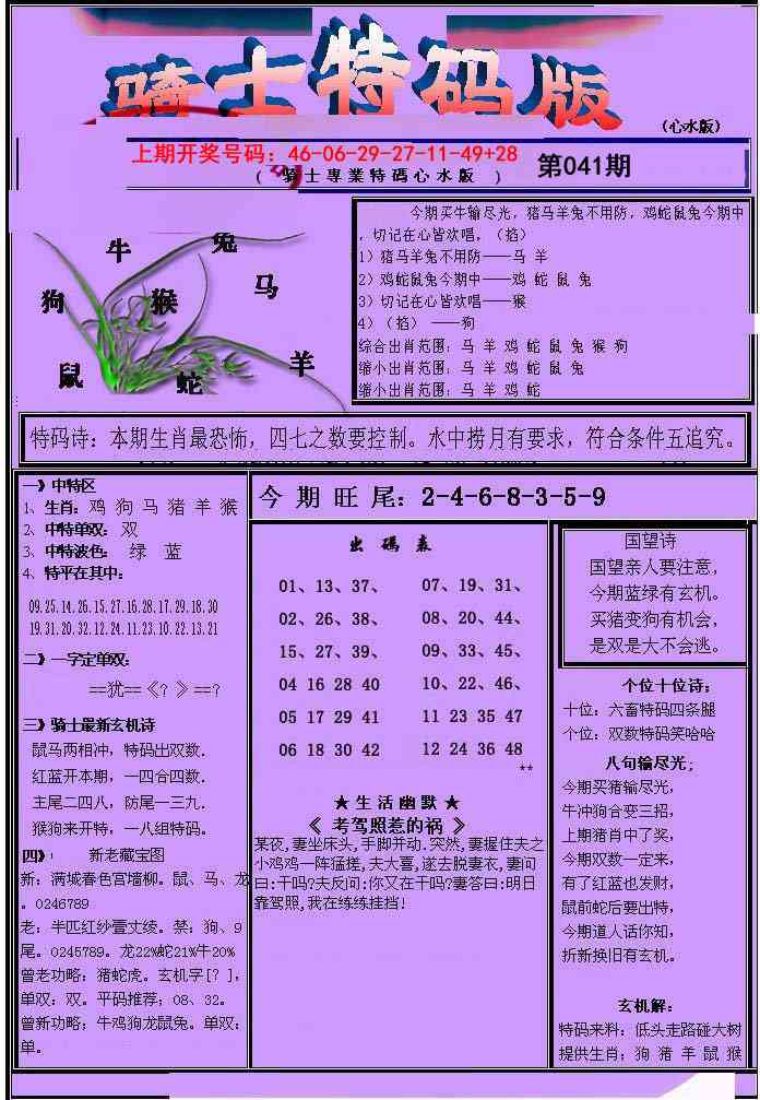041期骑士特码版[图]