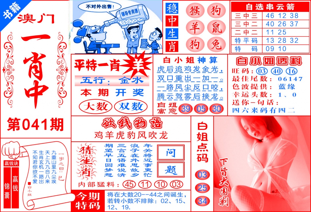 041期澳门锦囊宝典[图]