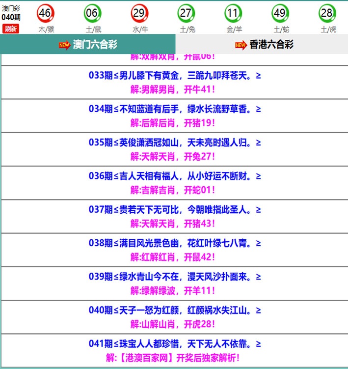 041期百家网玄机[图]