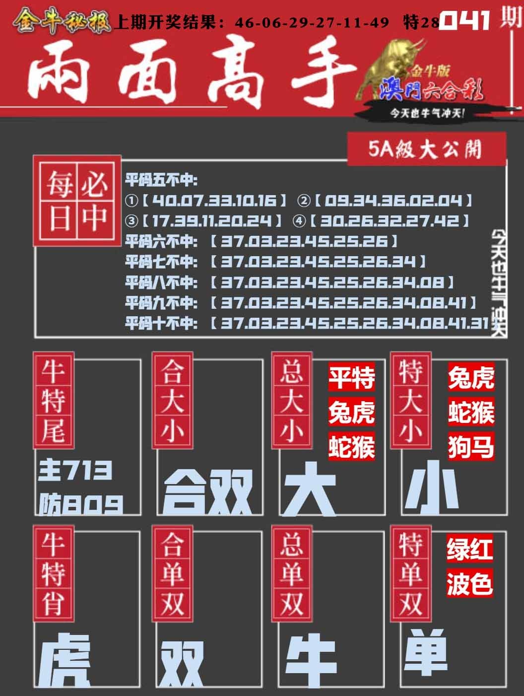 041期金牛两面高手[图]